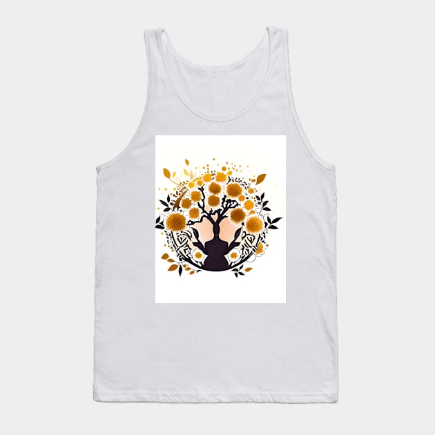 Japanese Art - Gold Tree Tank Top by Greenbubble